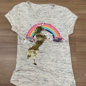 WALLFLOWER GIRLS FLIP SEQUIN GLITTER DECORATIVE SHORT SLEEVE SHIRT
